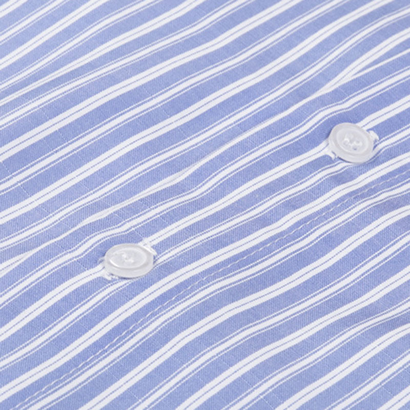 Blue Striped Casual Stand Collar Shirt