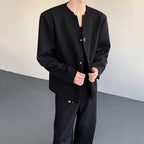 Metal Button V-neck Short Suit Jacket