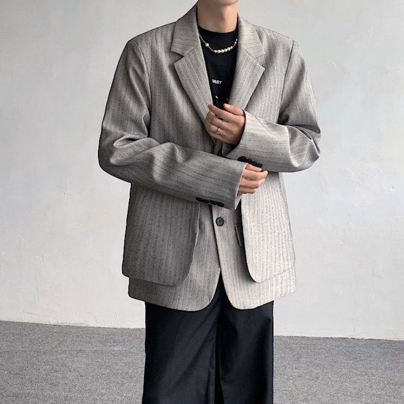 Fake Two-piece Shoulder-padded Suit Jacket