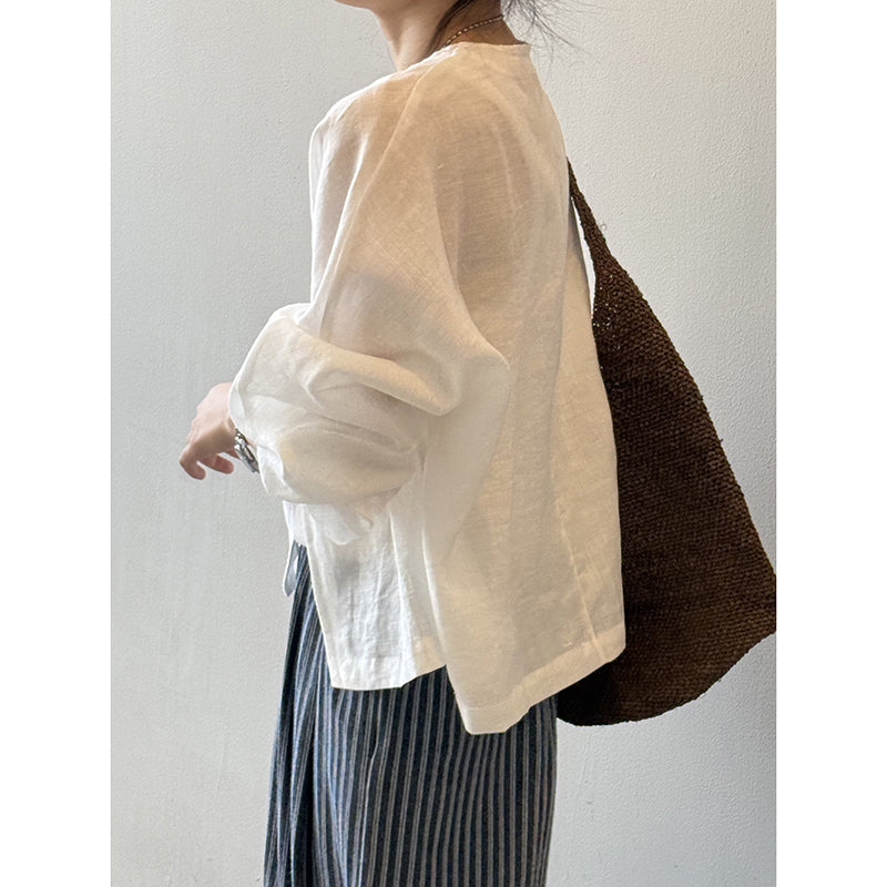 Vintage Ramie Loose Cardigan Shirt