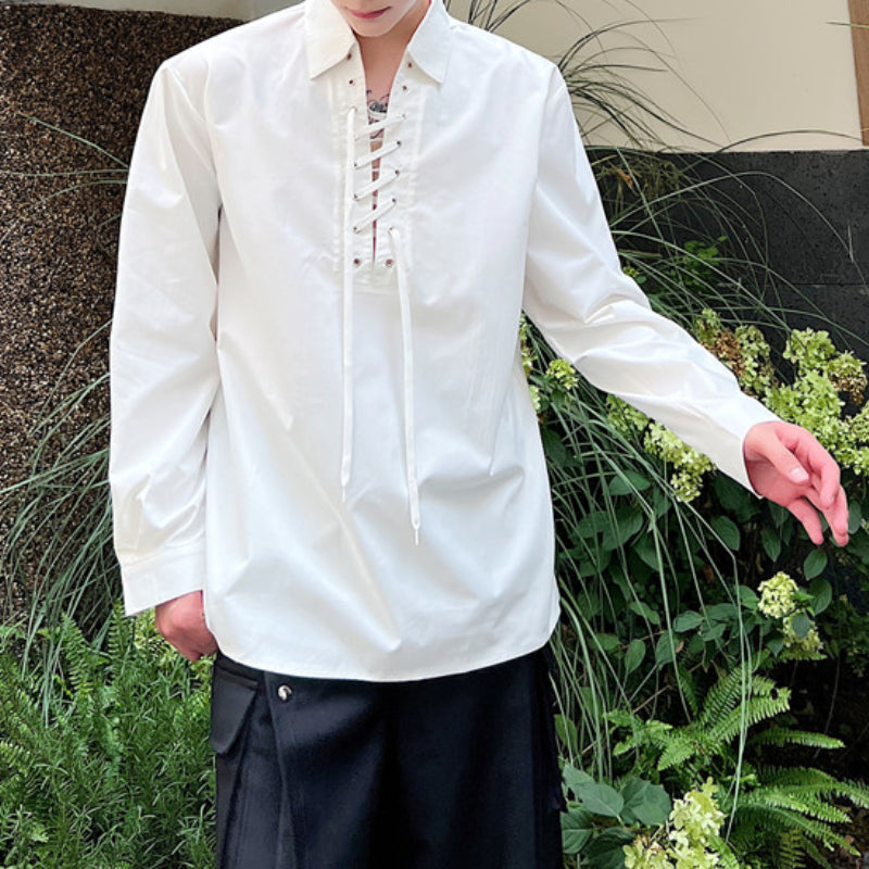 Tie-strap Casual Pullover Shirt