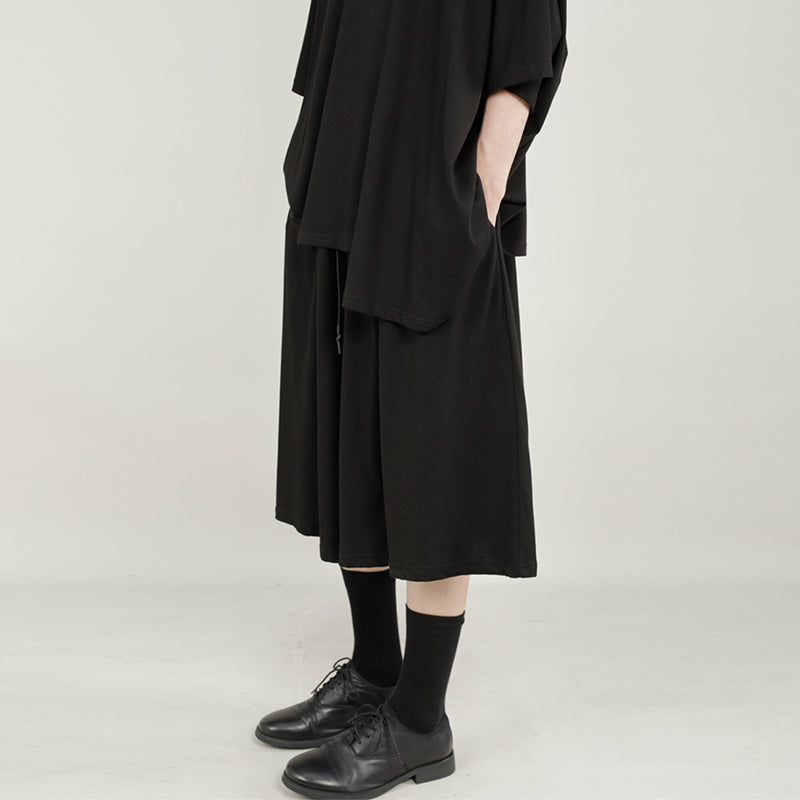 Casual Loose-fitting Wide-leg Cropped Trousers
