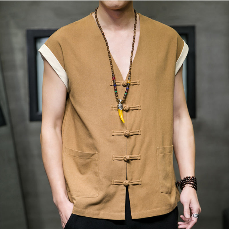 Thin Cotton And Linen Vest Loose And Breathable