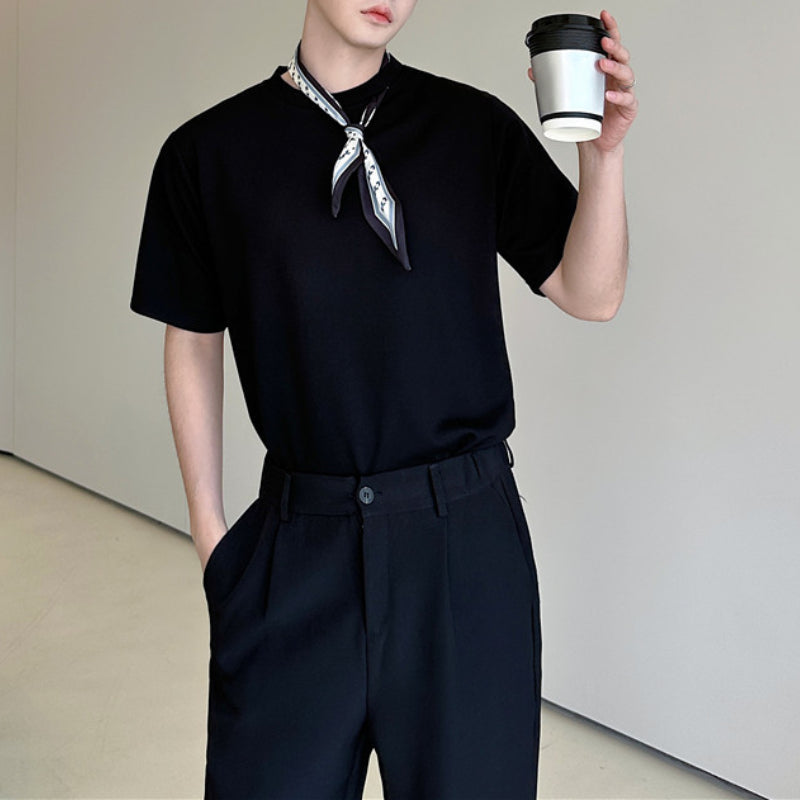 Summer Round Neck Loose Scarf Casual T-shirt