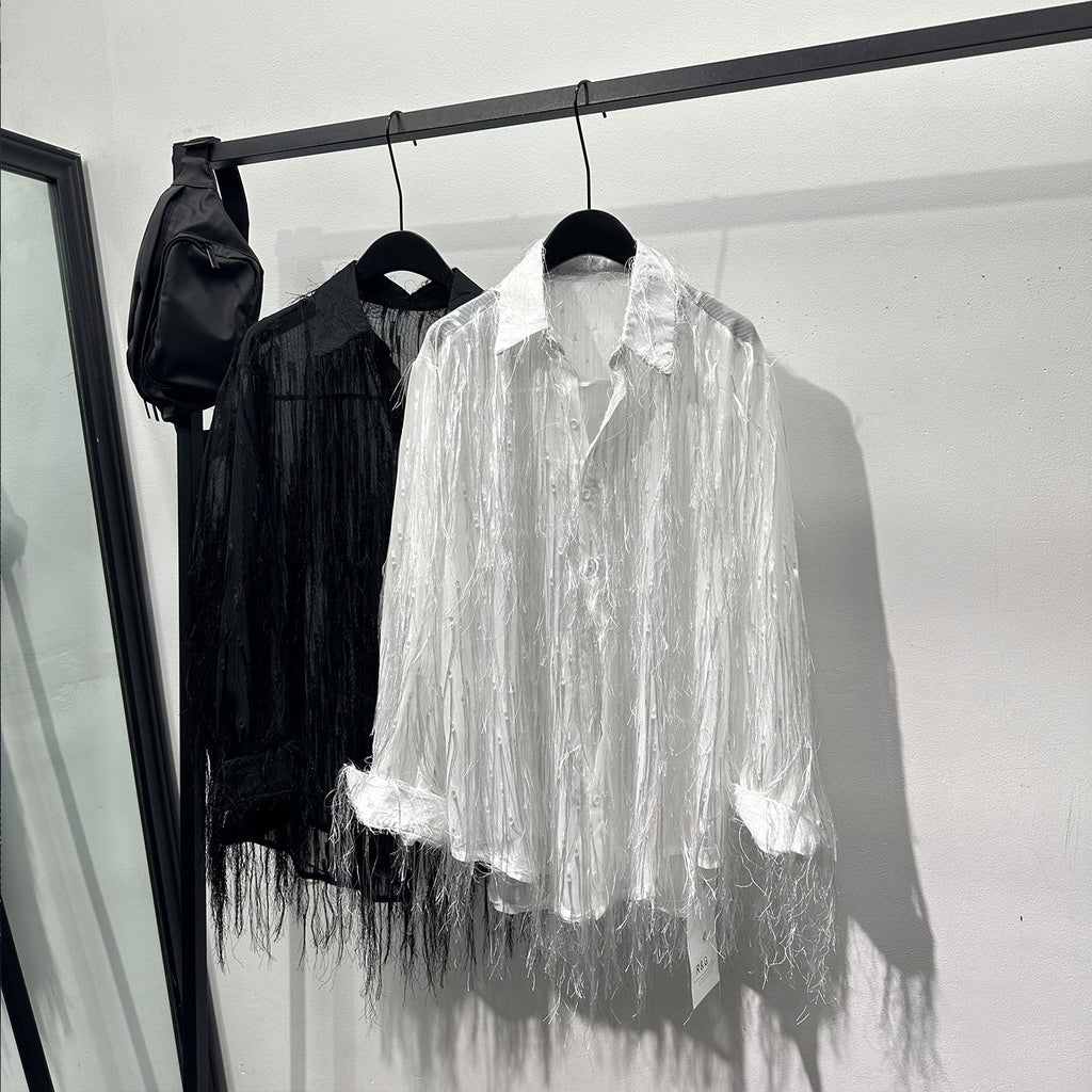 Fringe See-through Loose Casual Shirt