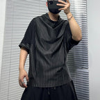 Striped Batwing Sleeve Turtleneck Shirt