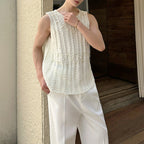 Vintage French Beads Decoration Knit Loose Vest