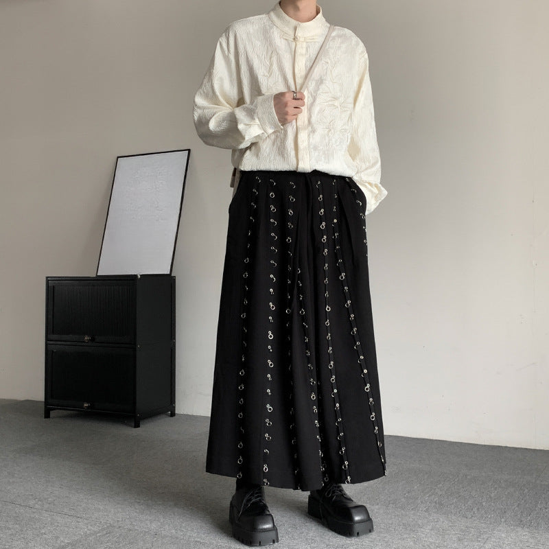 Buttoned Loose Wide-leg Culottes