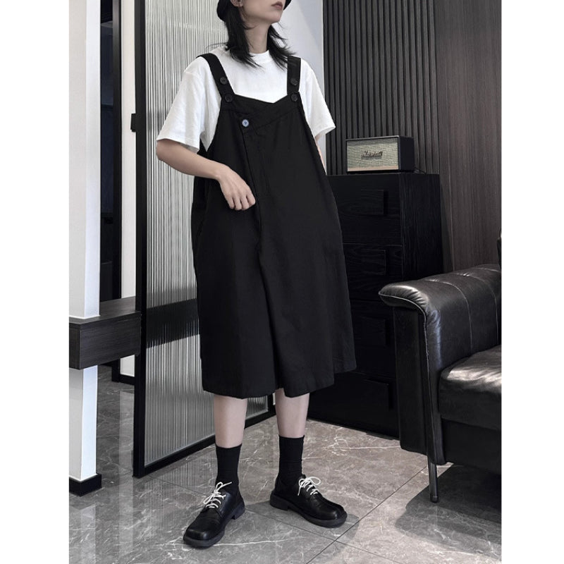 Solid Color Loose Casual Wide-leg Overalls