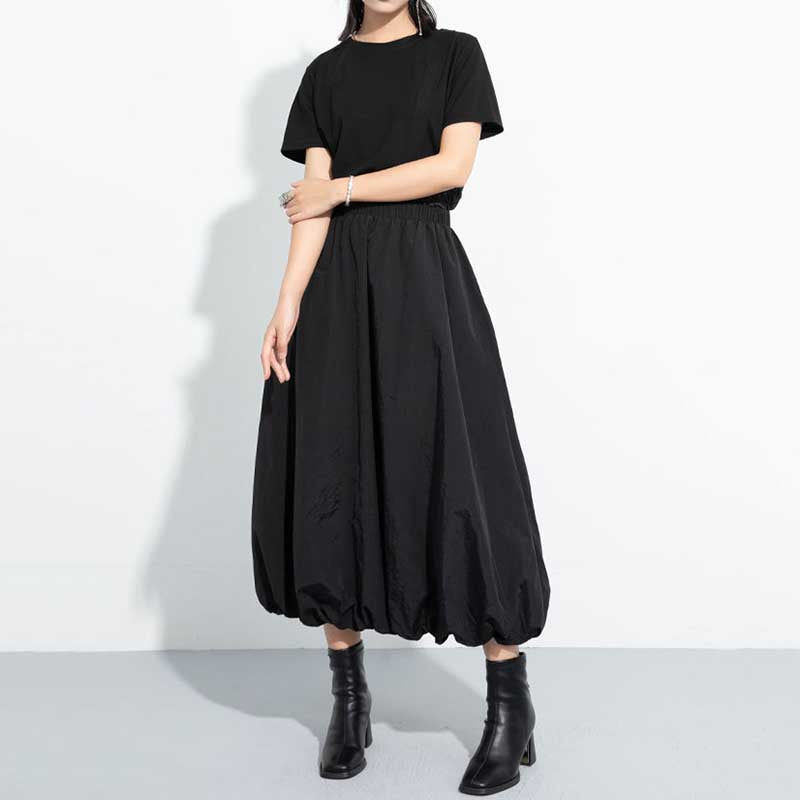 High Waist Loose Mid-length A-line Skirt