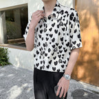 Ice Silk Loose Casual Heart Print Shirt