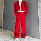 Detachable Cropped Blazer Wide-leg Pants Two-piece Set