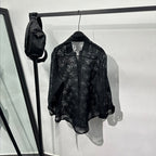 Hollow Floral Jacquard Loose Casual Shirt