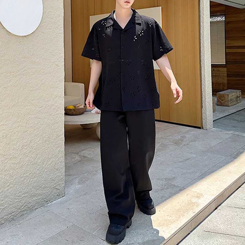 Summer Hollow Cuban Collar Loose Shirt