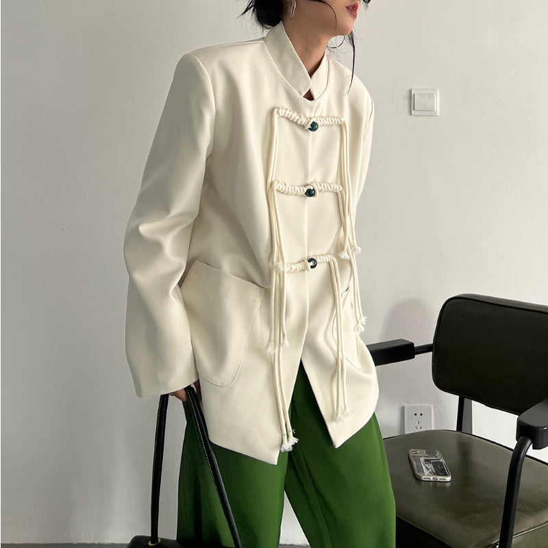 Solid Color Long Sleeve Blazer
