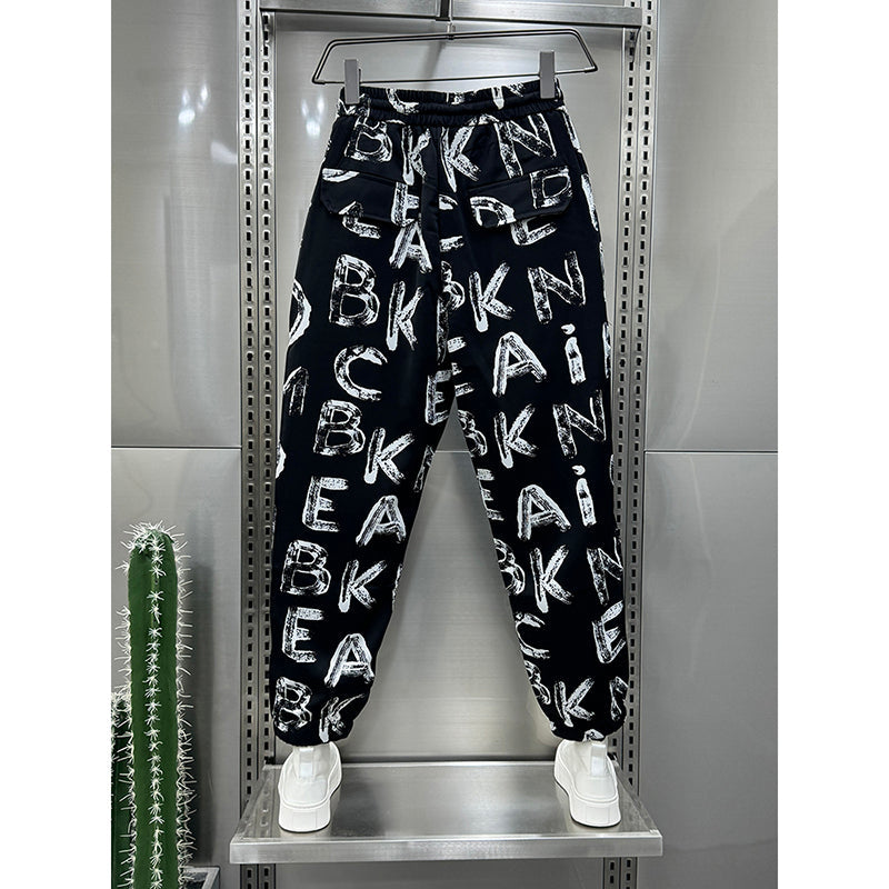 Letter Print Loose Harem Pants