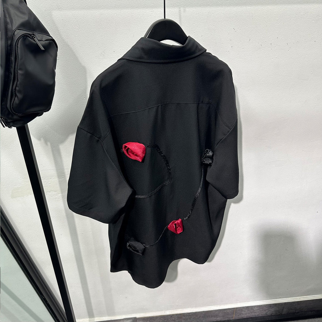3D Rose Design Loose Casual Shirt