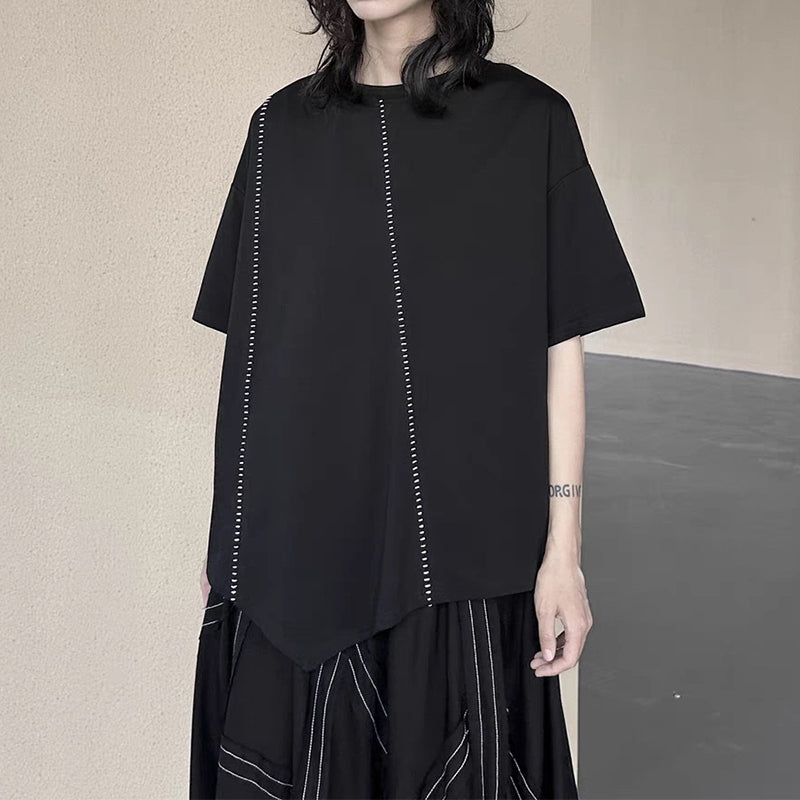 Irregular Topstitched T-shirt