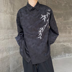 Retro Jacquard Embroidered Bamboo Long Sleeve Shirt