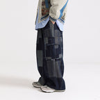 American Retro Patchwork Loose Wide-leg Jeans