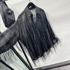 Fringe See-through Loose Casual Shirt