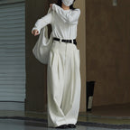 Double Pleat Wide-leg High-rise Tailored Trousers