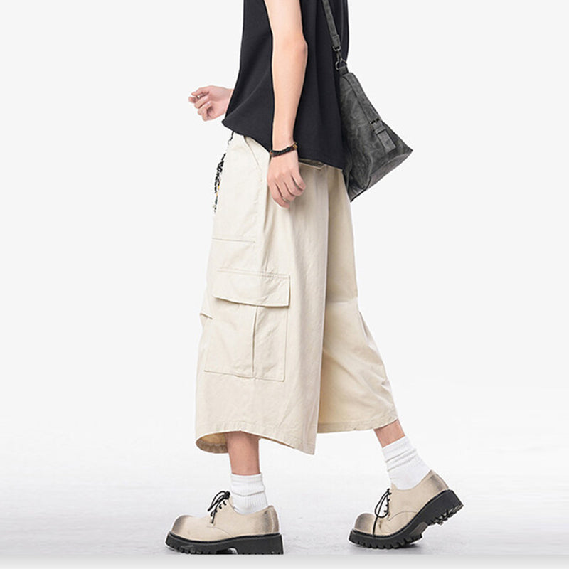 Loose Straight Wide-leg Casual Cropped Trousers