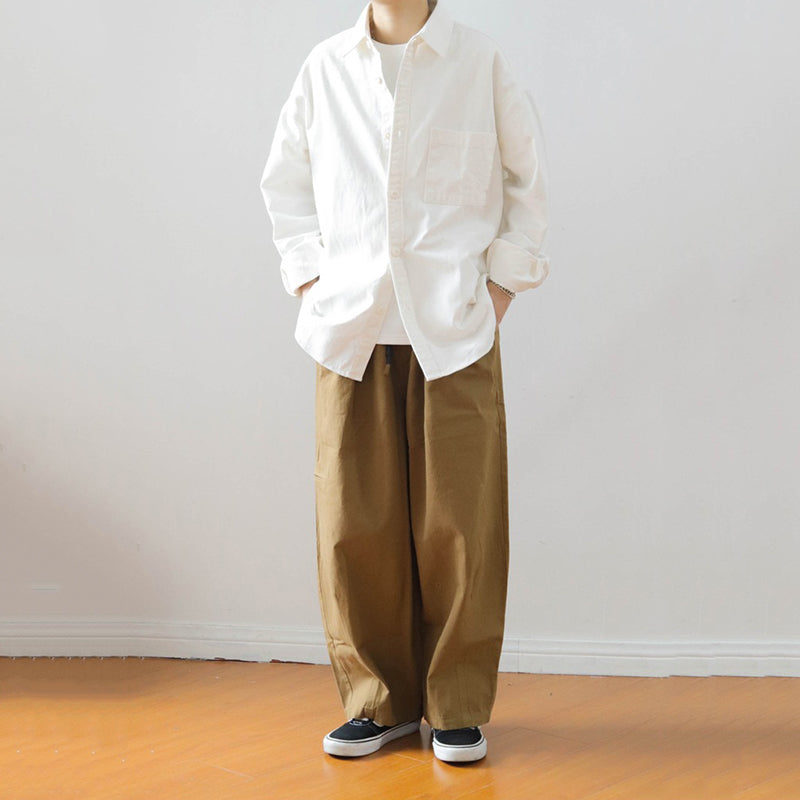 Japanese Retro Washed Cotton Loose Shirt