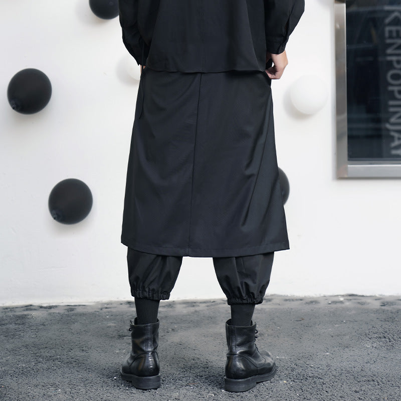 Dark Irregular Multi-layer Wide-leg Pants