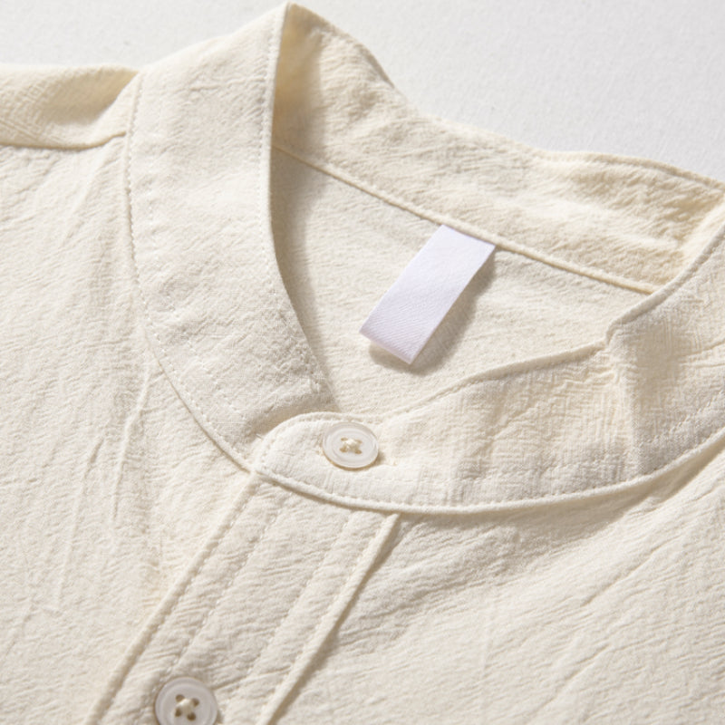 Vintage Stand Collar Loose Shirt