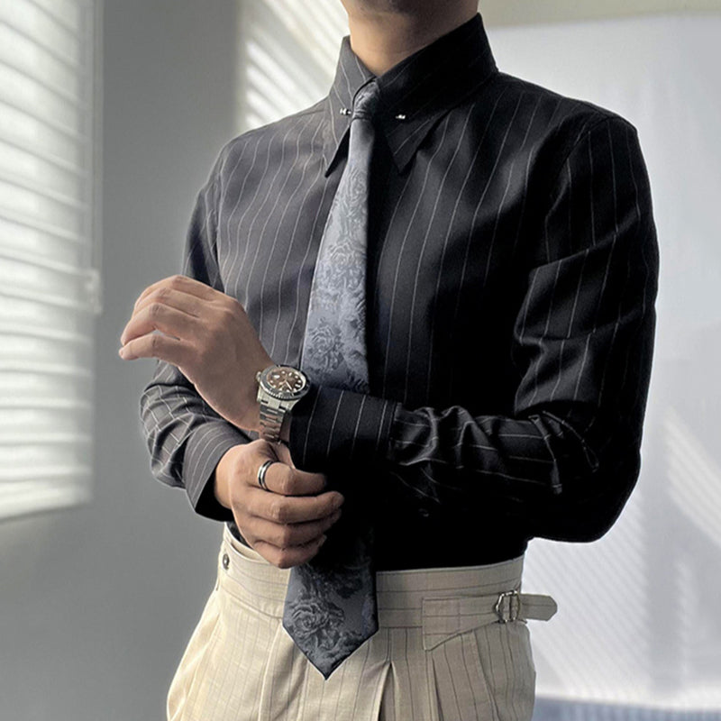 Striped Slim-fit Casual Wrinkle-free Shirt