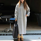 Casual Fleece Hooded Sweater Dress