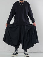 Multi-layered Pleated Cropped Wide-leg Pants Hakama