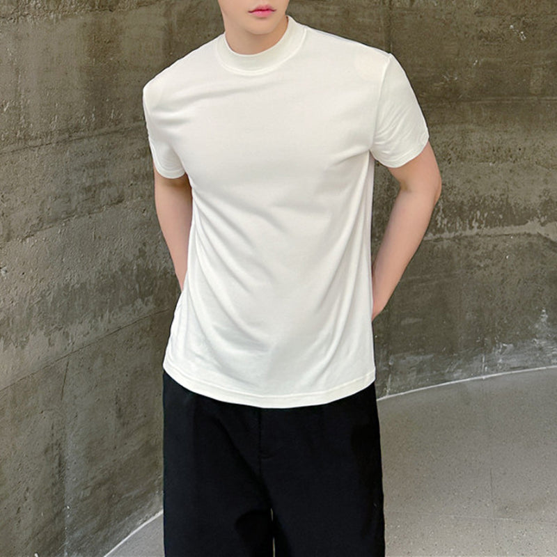 Slim High Elastic Cotton Half Turtleneck T-shirt