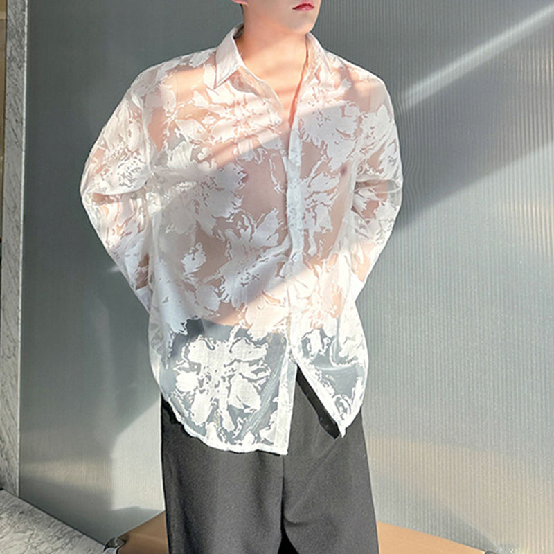 Hollow Pattern Long Sleeve Casual Shirt