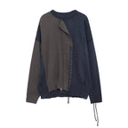 Irregular Stitching Contrast Patchwork Pullover Sweater