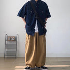 Denim Short-sleeved Loose Work Shirt