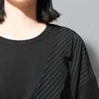 Fake Two-piece Straight Lace-up Striped Patchwork T-shirt