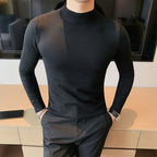 British Half Turtleneck Long Sleeve Sweater