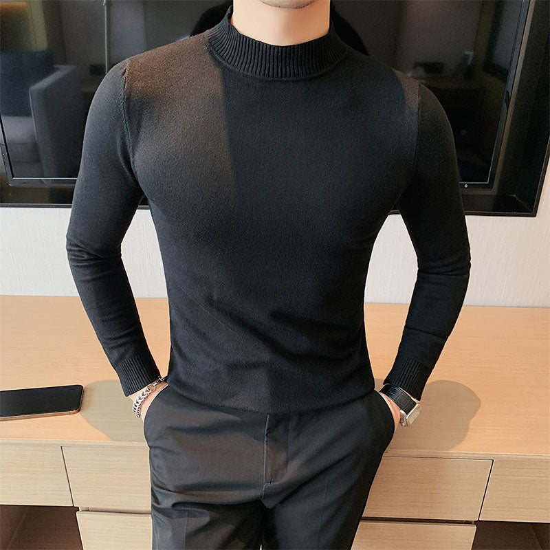 British Half Turtleneck Long Sleeve Sweater