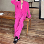 Loose Slit Suit Jacket Straight Casual Trousers Two-piece Suit