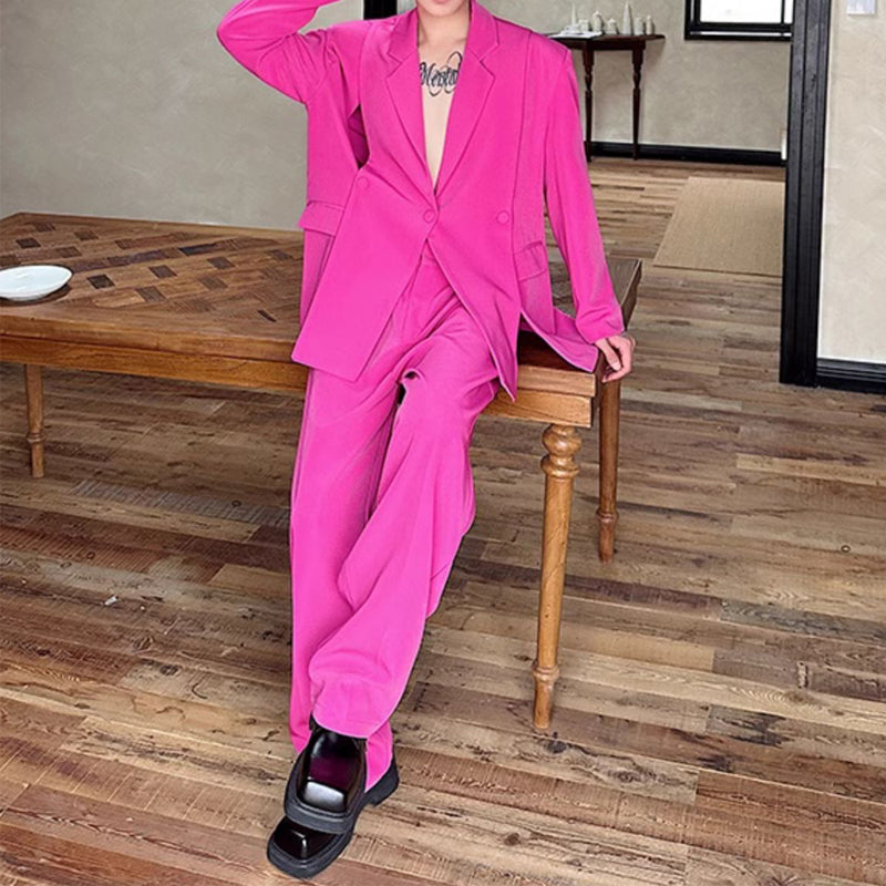 Loose Slit Suit Jacket Straight Casual Trousers Two-piece Suit