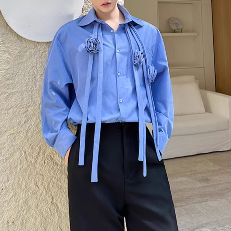 French 3D Rose Casual Shirt