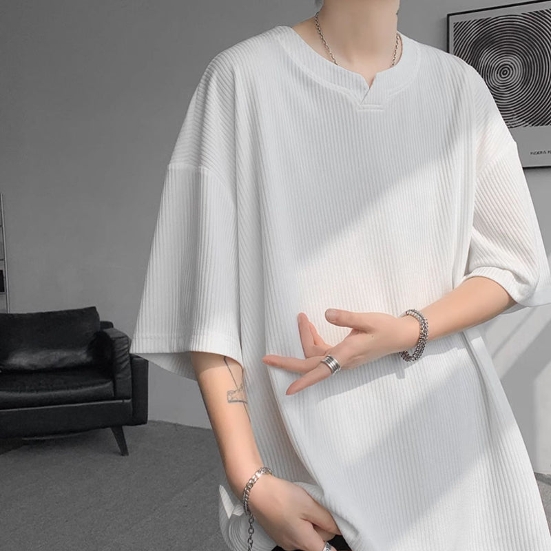 V-neck Ice Silk Loose Short-sleeved T-shirt