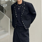 Multiple Eyelets Decoration Short Casual Blazer