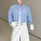 Striped Contrast Cropped Casual Shirt