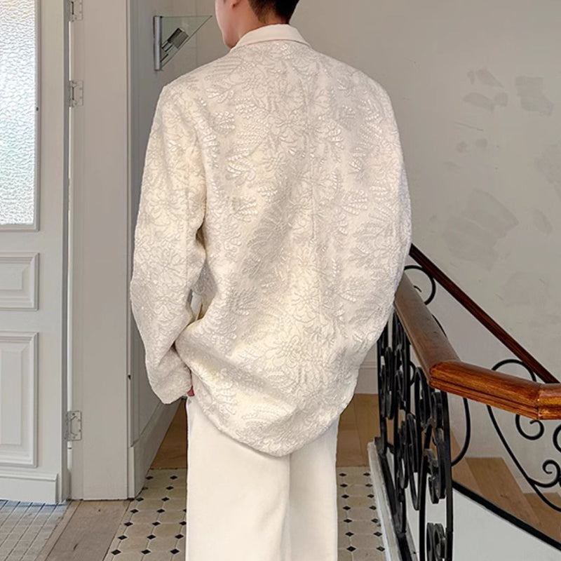 Double-layer 3D Embossed Lapel Suit Jacket