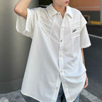 Pleated Casual Short-sleeved Shirt