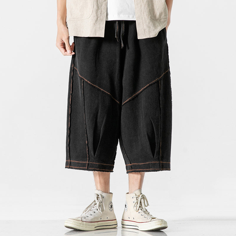 Knitted Patchwork Vintage Straight-leg Pants