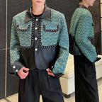 Retro PU Leather Patchwork Short Jacket